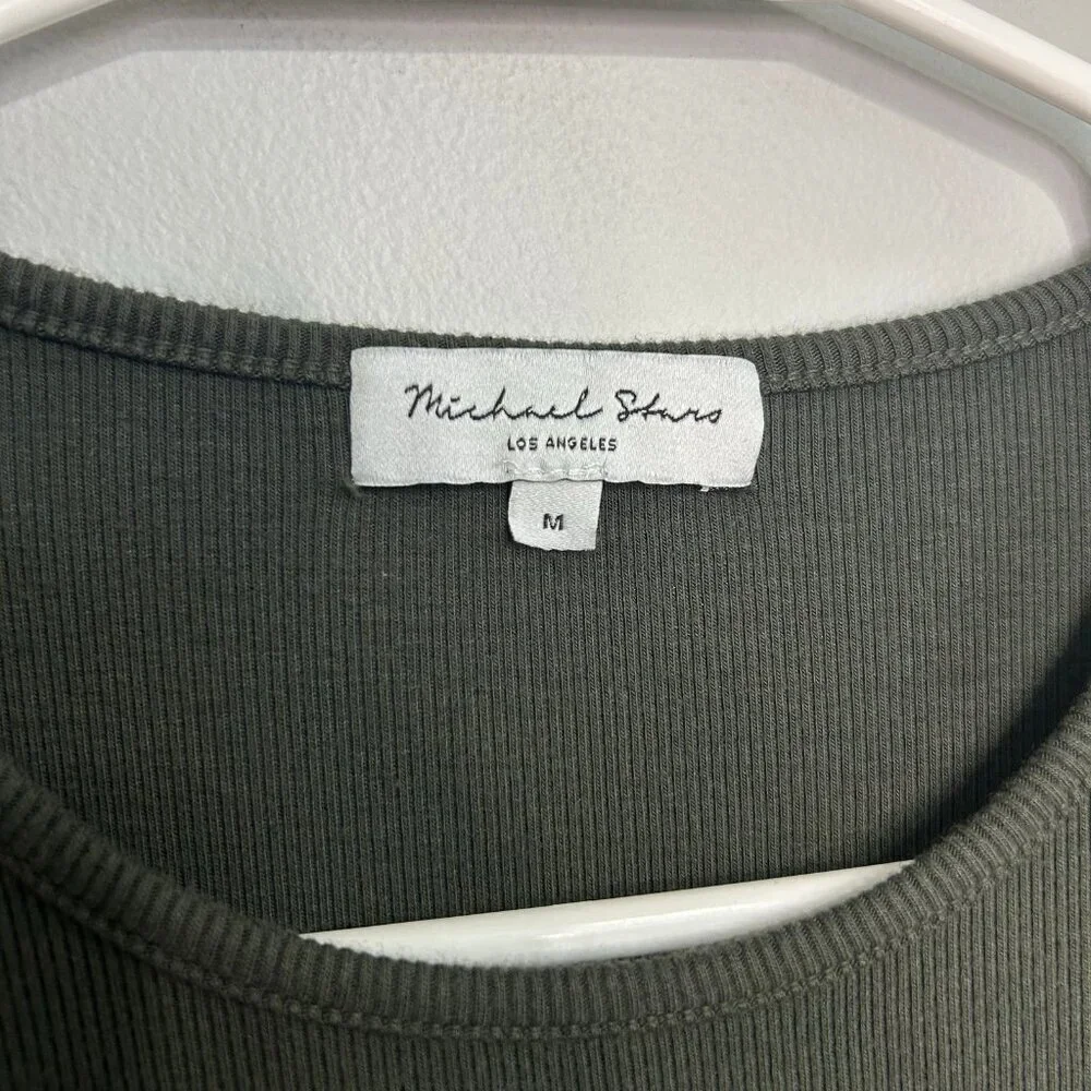 Michael Stars Olive Green Jordan Mini Bodycon Long Sleeve Dress Size Medium - Picture 4 of 7